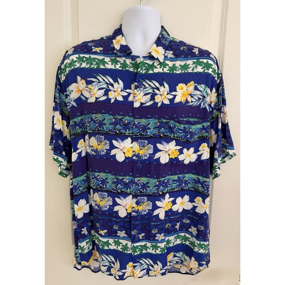 Jams World Vintage Men’s Hawaiian Aloha Shirt, Large, “Orchid Row”, Great Cond.